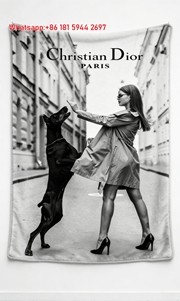 Christian Dior Doberman Pinscher Flannel Sofa Throw Blanket D487